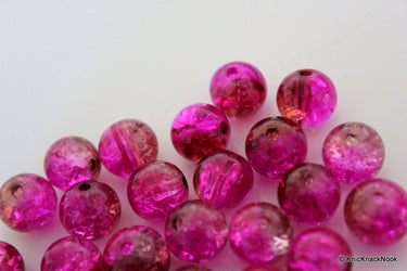 10 mm Purple and Brown Two Tone Crackle Glass Beads x 10